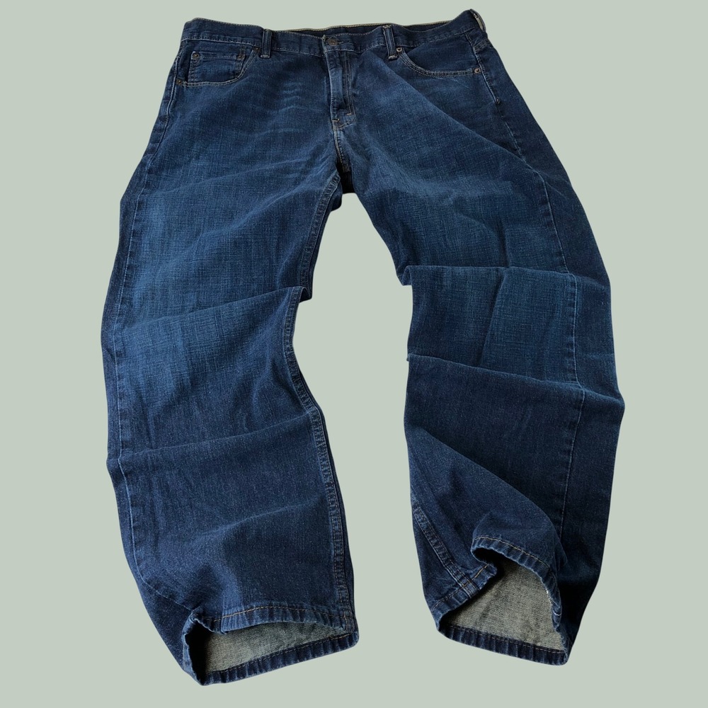 Levis 569 Jeans Mens 38x31 Loose Straight Dark Wash Whiskering Relaxed Fit Baggy